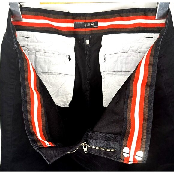 SPLIT Womens Short Skirt Straight Front A-Line Zip Up Cotton Pockets Black 11 - Picture 5 of 11